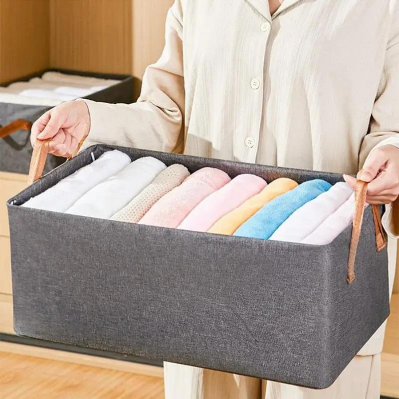 Folding Clothes Storage Box - Grey