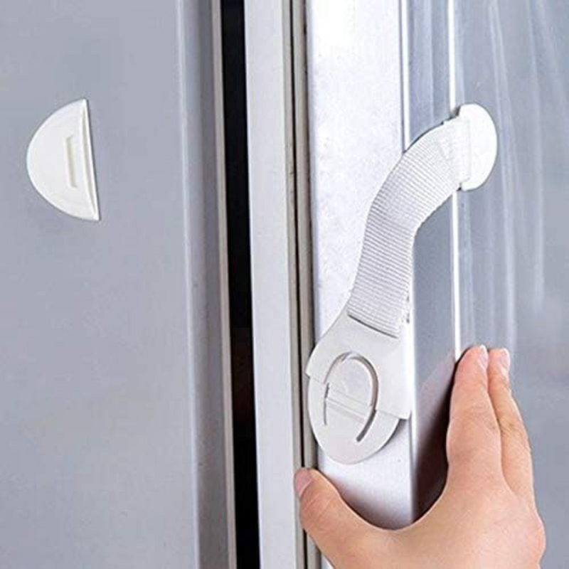 قطعة واحدة - قفل بلاستيكي لدرج الثلاجة ذاتي اللصق ومضاد للفتح