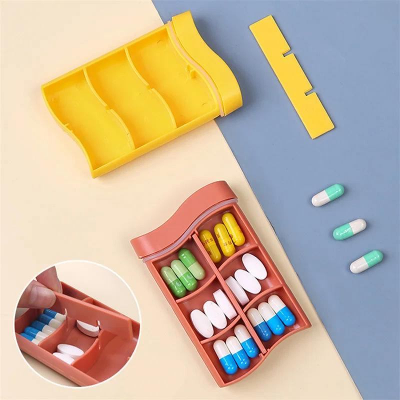 Portable Mini Plastic Pill, 6 Compartment Box