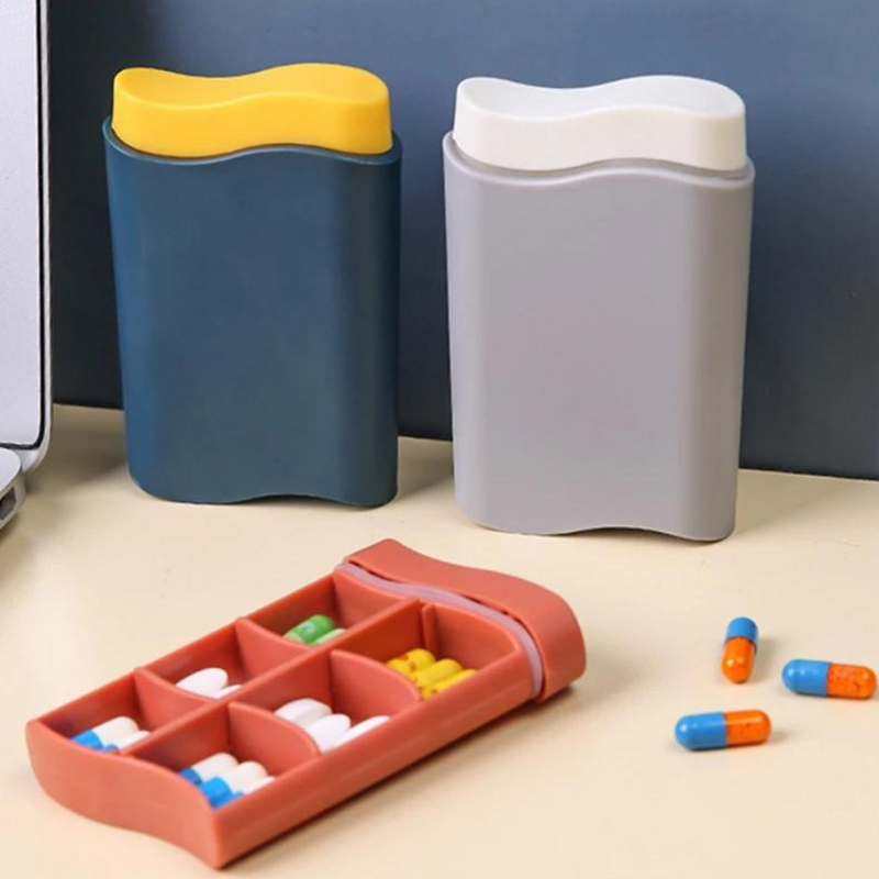 Portable Mini Plastic Pill, 6 Compartment Box
