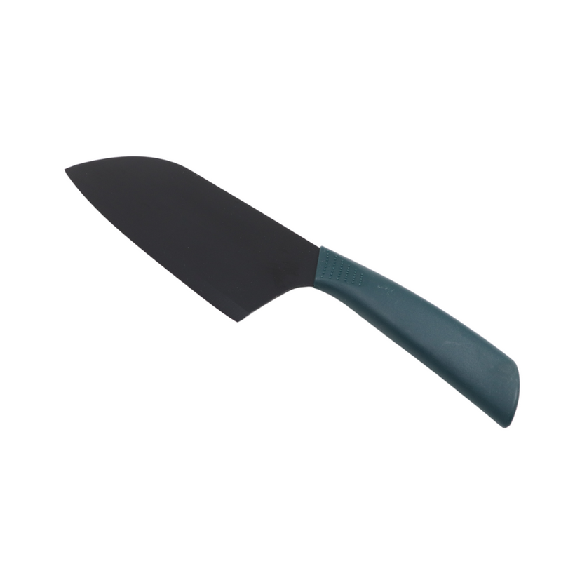 1 Piece Kitchen Stainless Steel Slicing Knife - Black With Green Handle