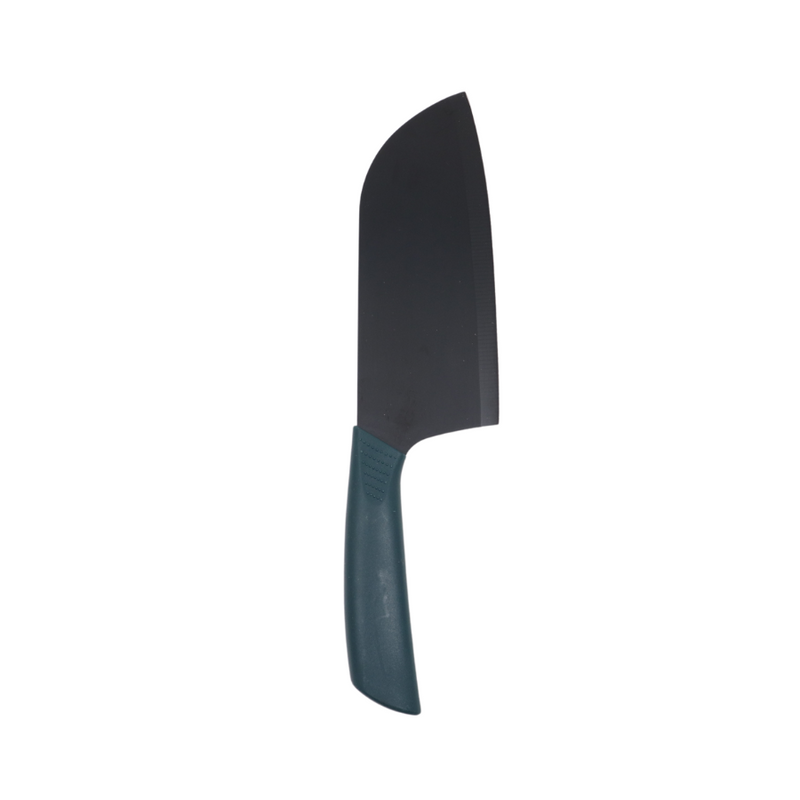 1 Piece Kitchen Stainless Steel Slicing Knife - Black With Green Handle