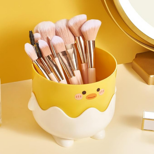 Yellow Duck Cute Small Desk Organizer, Holder for Stationery, Office Supplies, Makeup Brushes