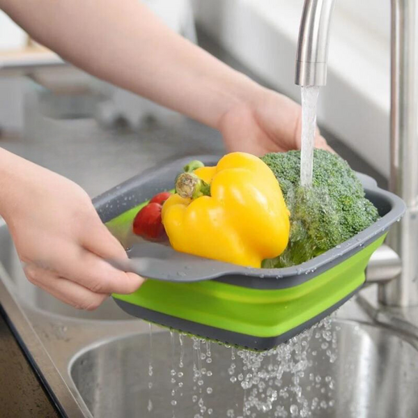 Square Silicone Folding Strainer: Kitchen Colander Drainer Basket - Multi Colors