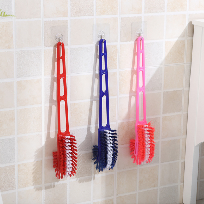 Hard Plastic Long Curved Head Toilet Cleaning Brush - Random Color Variety - 1 Piece