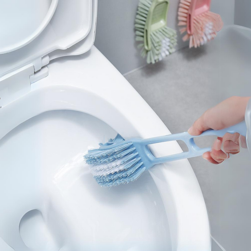 Hard Plastic Long Curved Head Toilet Cleaning Brush - Random Color Variety - 1 Piece