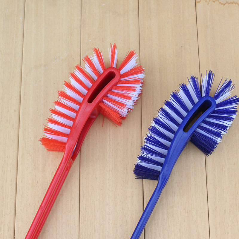 Hard Plastic Long Curved Head Toilet Cleaning Brush - Random Color Variety - 1 Piece