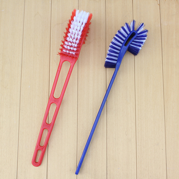 Hard Plastic Long Curved Head Toilet Cleaning Brush - Random Color Variety - 1 Piece