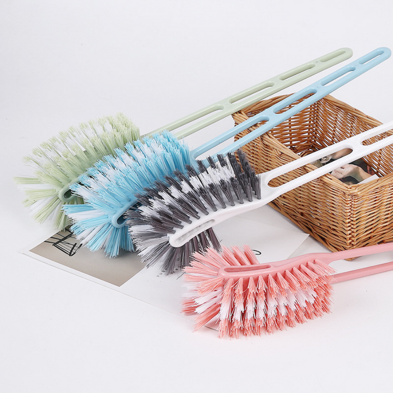 Hard Plastic Long Curved Head Toilet Cleaning Brush - Random Color Variety - 1 Piece