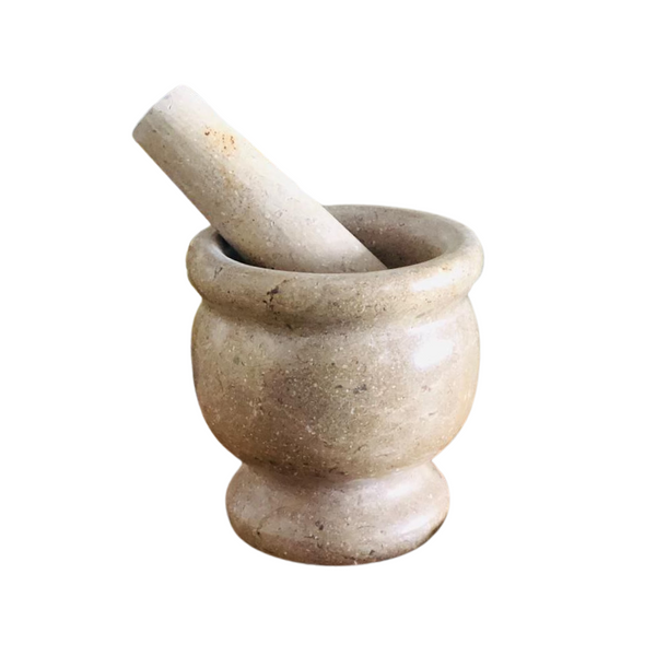 Natural Marble Mortar and Pestle - Perfect for Grinding Spices and Herbs