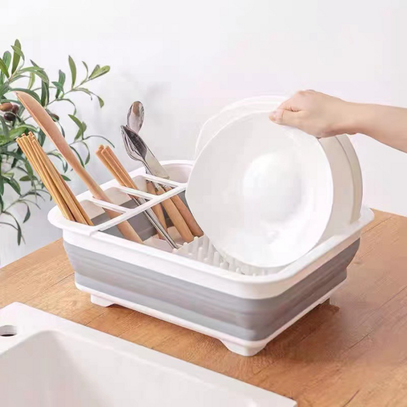 Foldable Dish Rack & Drainer - Space-Saving Kitchen Organizer with Drainage System