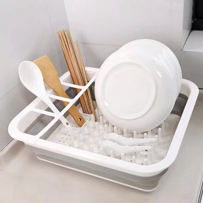 Foldable Dish Rack & Drainer - Space-Saving Kitchen Organizer with Drainage System