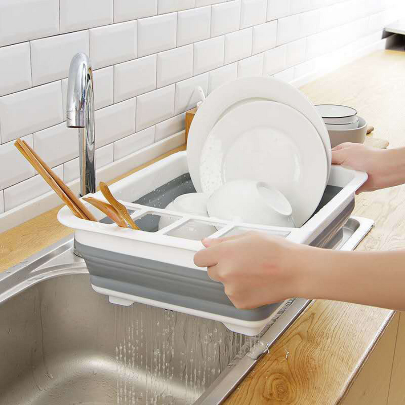 Foldable Dish Rack & Drainer - Space-Saving Kitchen Organizer with Drainage System