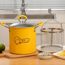 حلة تحمير من الفولاذ المقاوم للصدأ بسعة 3 لتر بمقابض وغطاء - تصميم كرتوني

