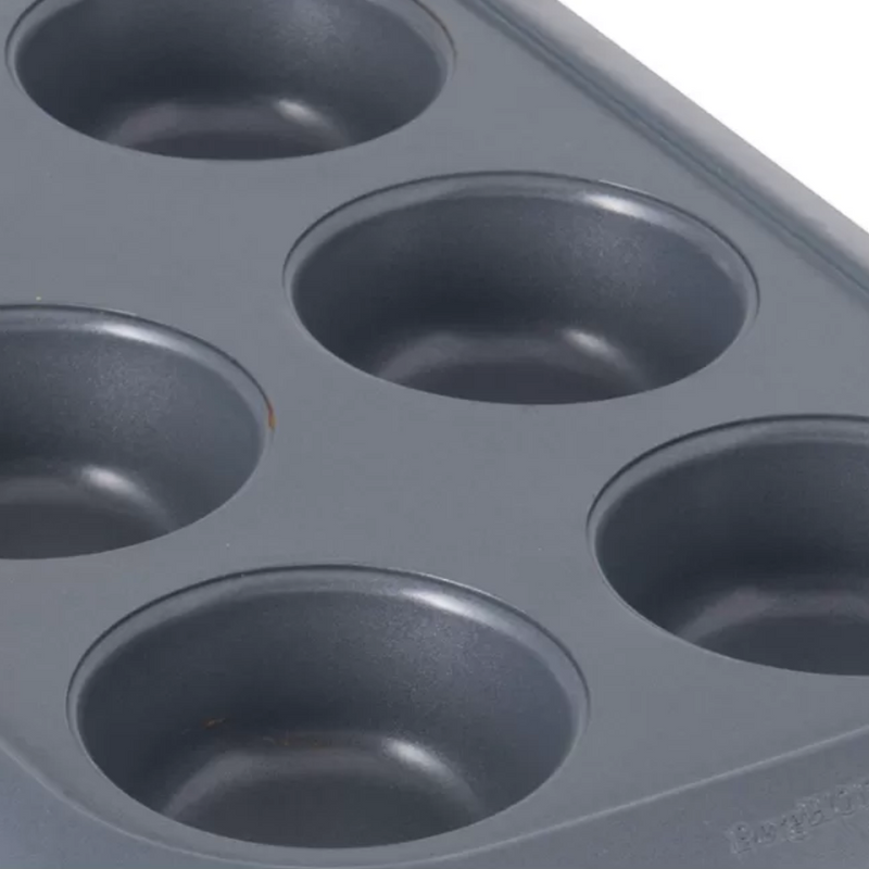 BergHOFF GEM 6-Cup Non-Stick Carbon Steel Cupcake Pan - Even Heat Distribution, Durable
