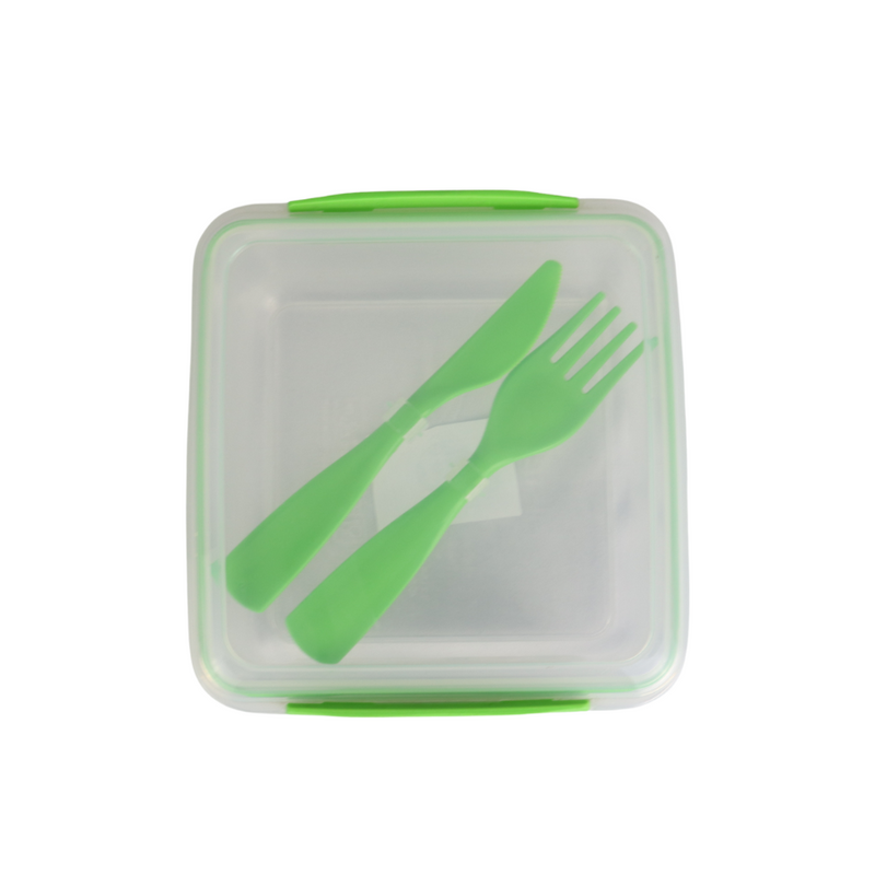 Sistema Lunch Plus Food Storage Container - 1.2L, BPA-Free, Secure Clip, Includes Knife & Fork