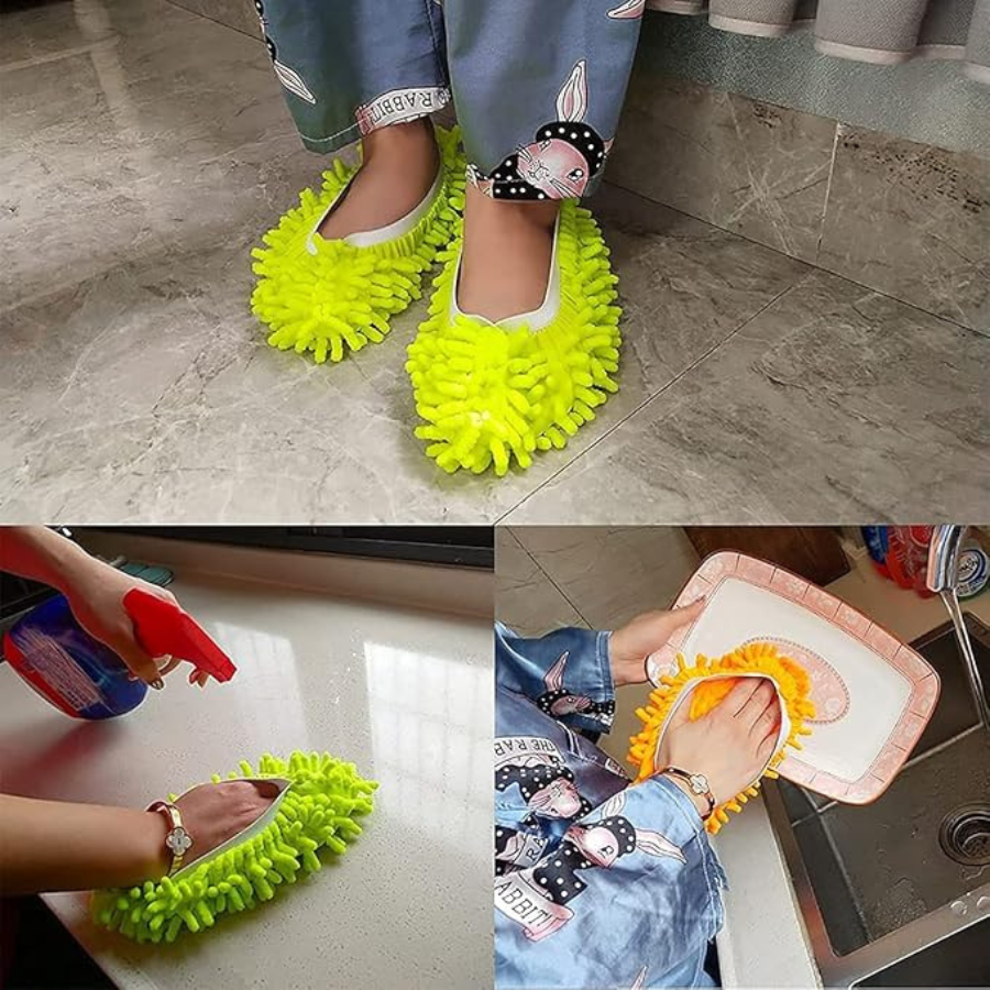 Hands Free Mop Slippers for Floor Cleaning Soft Microfiber Reusable Design Cupindy