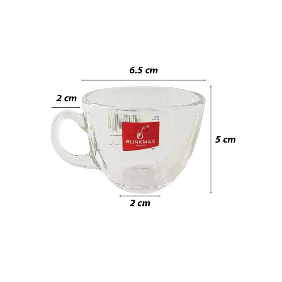 Blinkmax Small Coffee Mugs Set - 6-Piece Clear Glass, Perfect for Hot Beverages