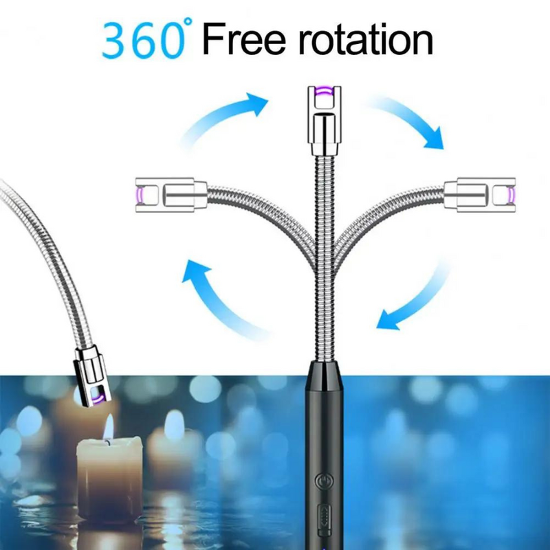 USB Rechargeable Electric Arc Lighter - Flexible Neck, Windproof & Safe Design