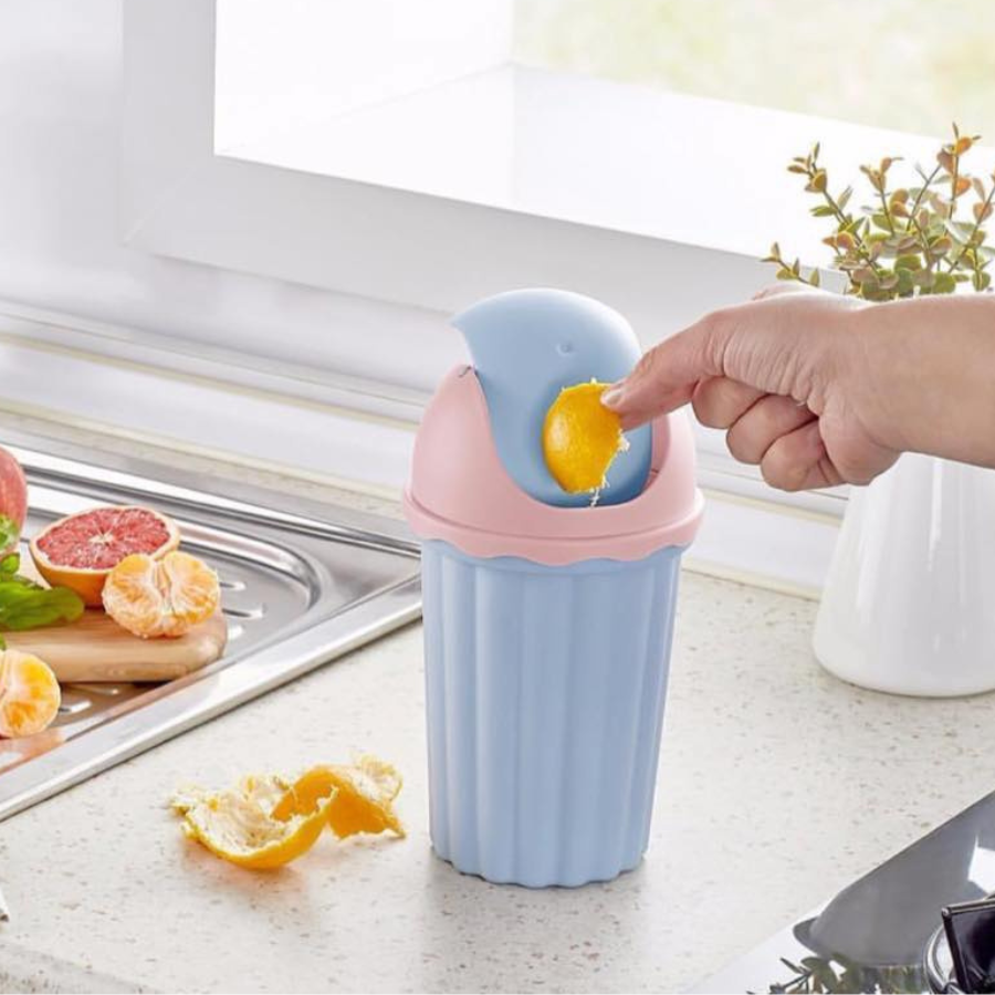 Compact Mini Countertop Trash Can With Swing Lid | Cupindy
