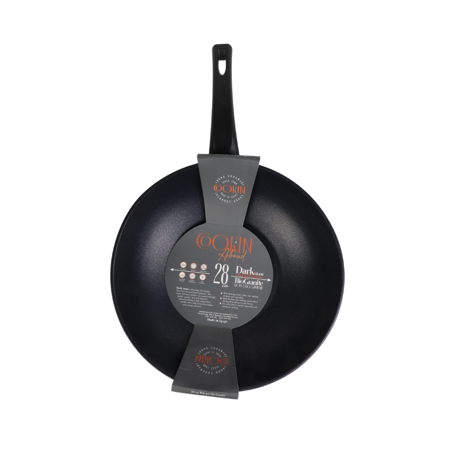 Cookin Aboud 28 cm Darkstone BioGranite Non-Stick Pan – Made in Egypt, Premium Quality