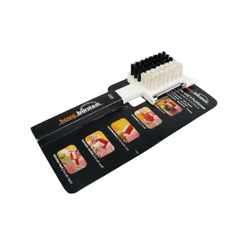 Heavy-Duty Multi-Function Vegetable Brush With Peeler, Dual Bristles & 4 Cleaning Functions - Haug