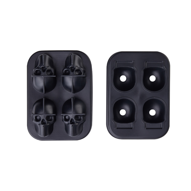Silicone Skull Ice Cube Mold Tray - 3D Ice Maker for Parties, Drinks, and Halloween
