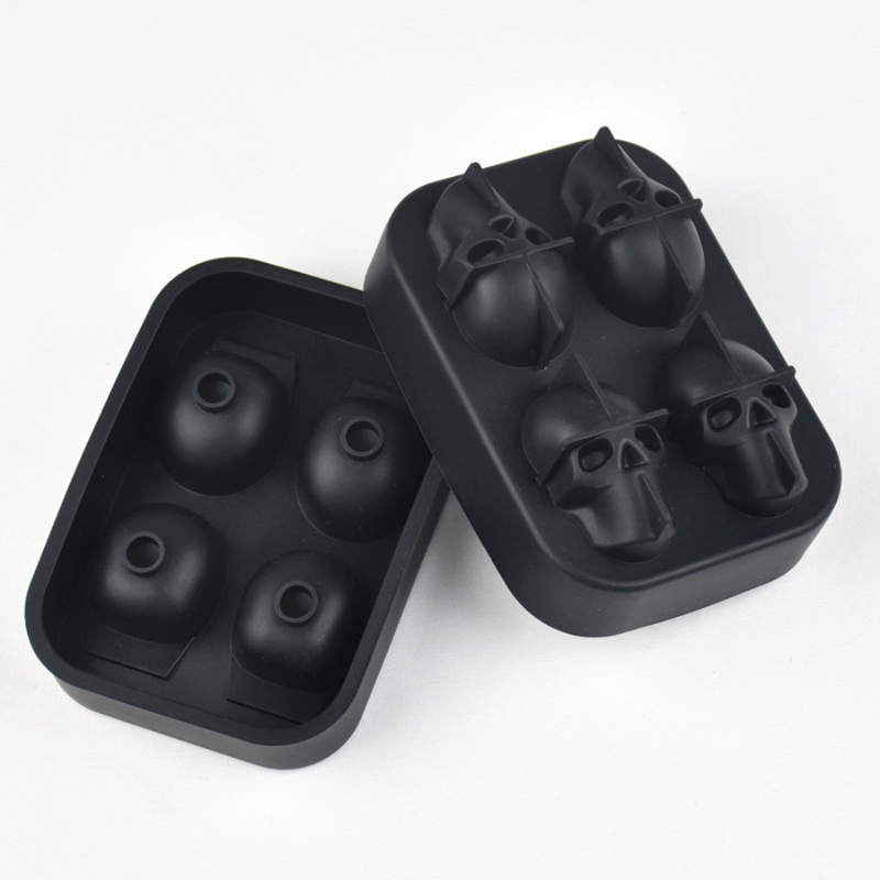 Silicone Skull Ice Cube Mold Tray - 3D Ice Maker for Parties, Drinks, and Halloween