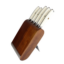 طقم سكاكين بمقبض مريح مع حامل - 5 قطع بشفرات من الستانلس ستيل بألوان متعددة