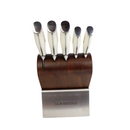 طقم سكاكين بمقبض مريح مع حامل - 5 قطع بشفرات من الستانلس ستيل بألوان متعددة