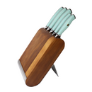 طقم سكاكين بمقبض مريح مع حامل - 5 قطع بشفرات من الستانلس ستيل بألوان متعددة