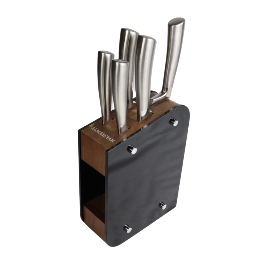 Almasseyah 5-Piece Stainless Steel Knife Set With Block