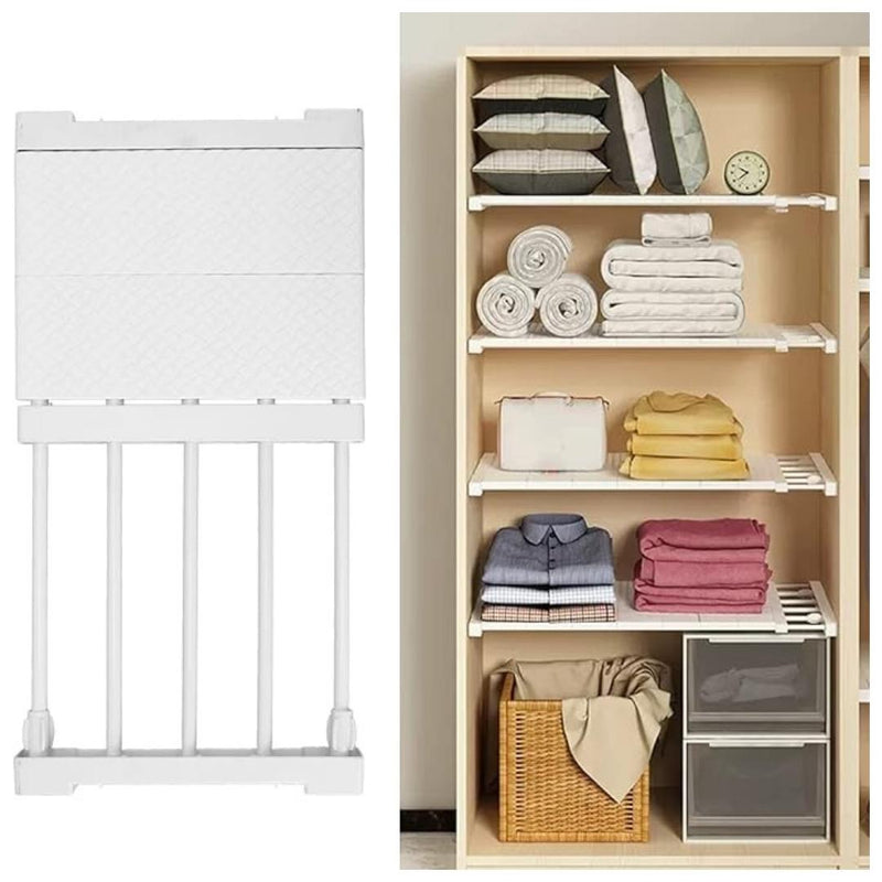Adjustable Closet Shelf Organizer – Expandable Storage Rack for Wardrobe, Kitchen & Bathroom