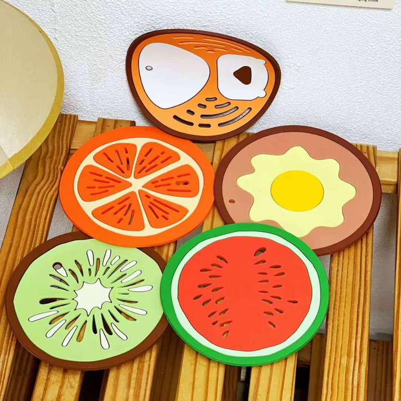 Set of Fruit-Themed Coasters for Home Decor