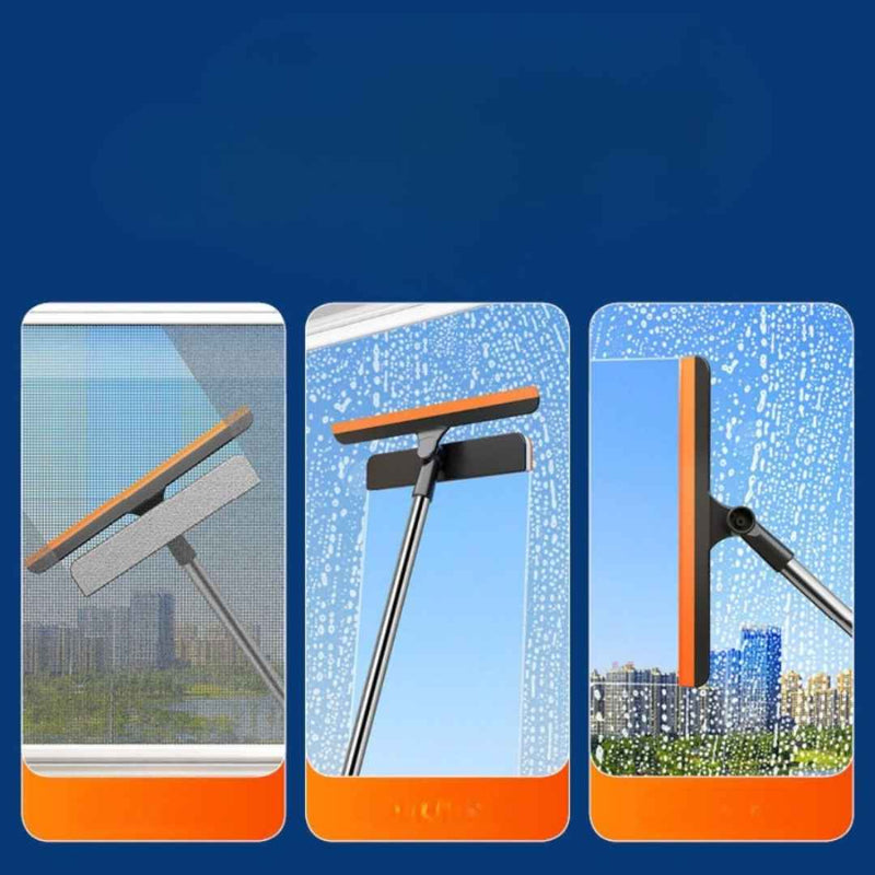 Durable window washer with long handle and changeable cleaning pads | Cupindy