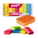 York Colour Lux Kitchen Scouring Sponge Set – 6+1 Pieces Multicolor for Dishwashing and Cleaning