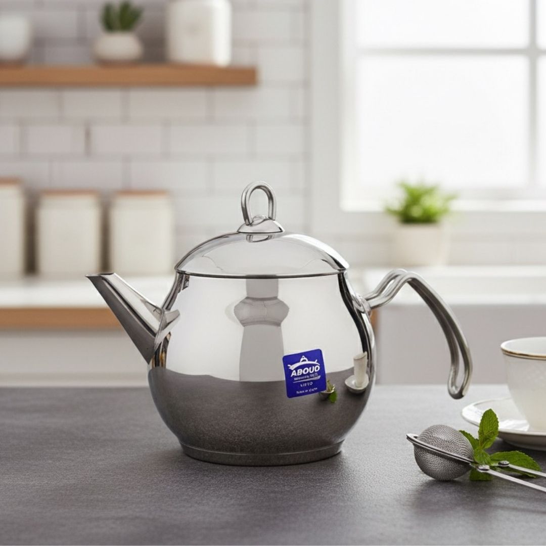 Aboud 1.5L Stainless Steel Teapot - Classic Stovetop Tea Pot Made in Egypt