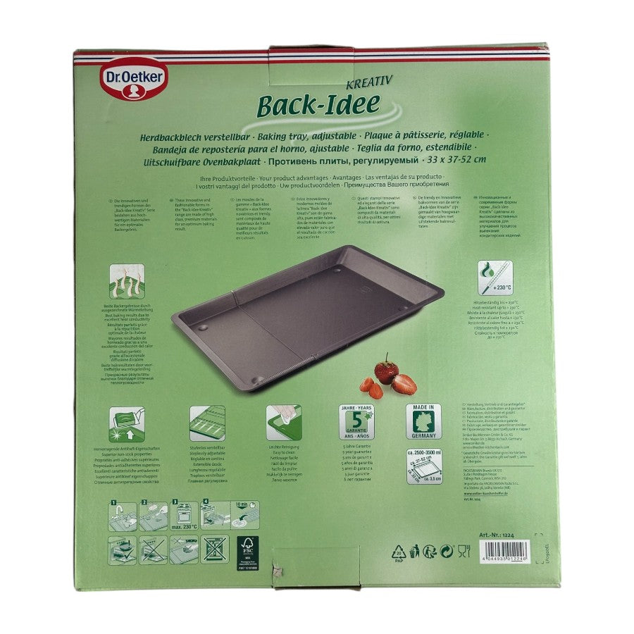 Dr. Oetker Adjustable Baking Tray - Non-Stick Oven Tray 33x37-52cm For Cakes And Pastries