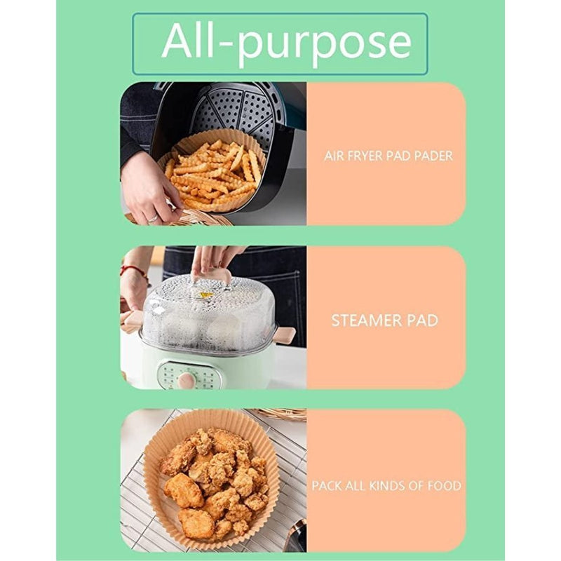 Air Fryer Liners, 50 Pieces, 200mm x 45mm, Food Grade Paper for Non-Stick Frying