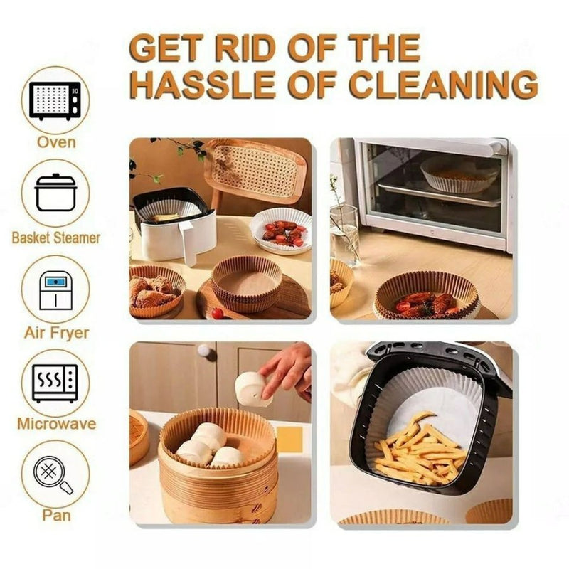 Air Fryer Liners, 50 Pieces, 200mm x 45mm, Food Grade Paper for Non-Stick Frying