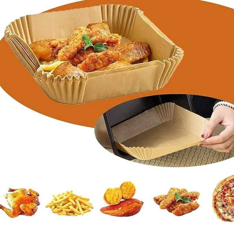 Oilproof paper liners for air fryer, 50 pcs, suitable for baking and frying | Cupindy