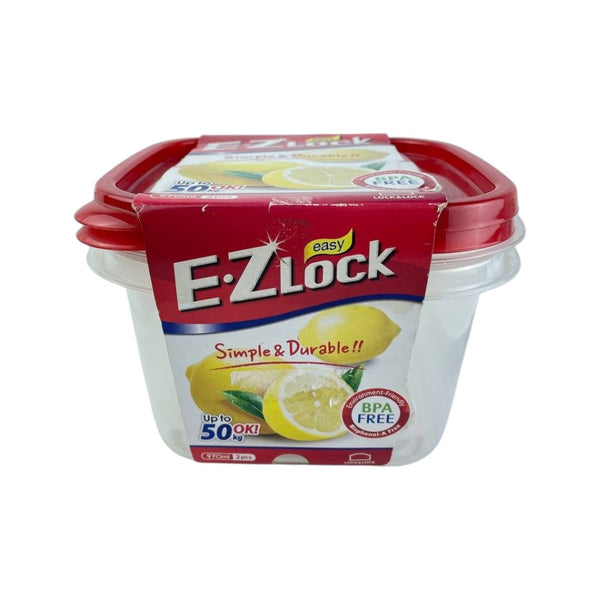 E-Z Lock BPA-Free Plastic Food Storage Container – 770ml Durable Leakproof Box with Red Lid – Microwave & Freezer Safe – Pack of 2 – Cupindy Egypt
