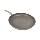 Gray frying pan on a white background