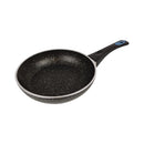 Black speckled frying pan on a white background