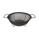 Black metal fire pit basket on a white background