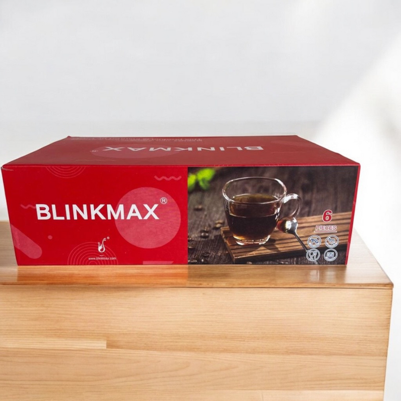 Blinkmax 190ml Glass Mug Set Of 6 - Rounded Base With Ergonomic Handle For Hot And Cold Beverages