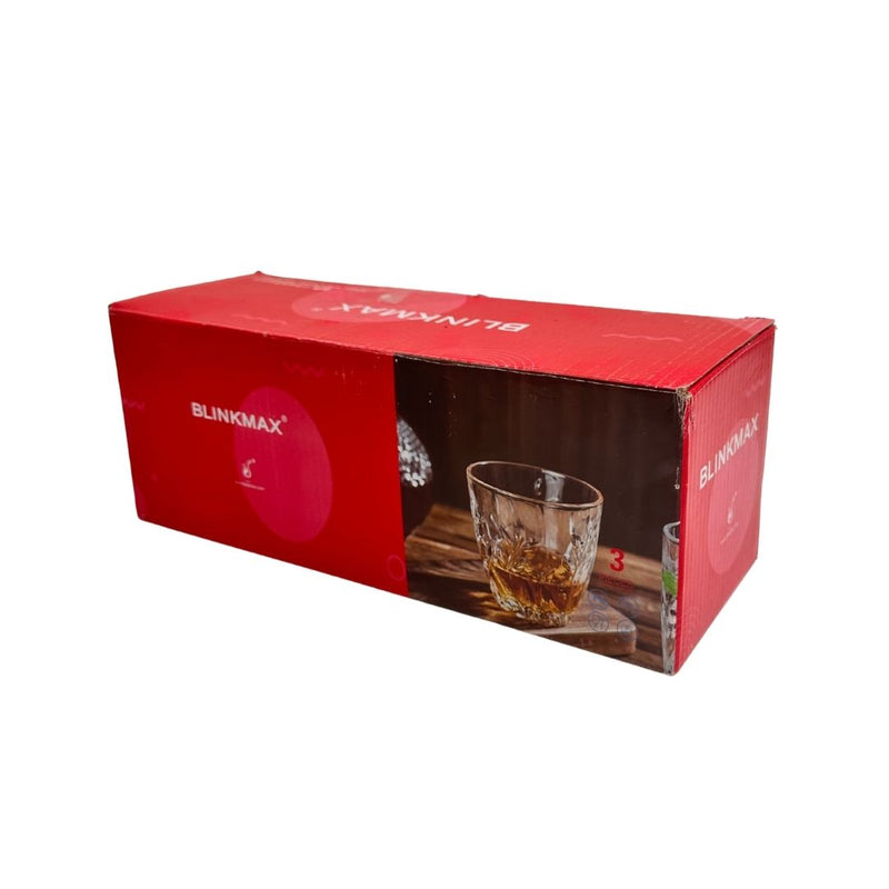 طقم أكواب زجاجية من بلينكماكس – 3 قطع سعة بتصميم شفاف وعصري للماء والعصير