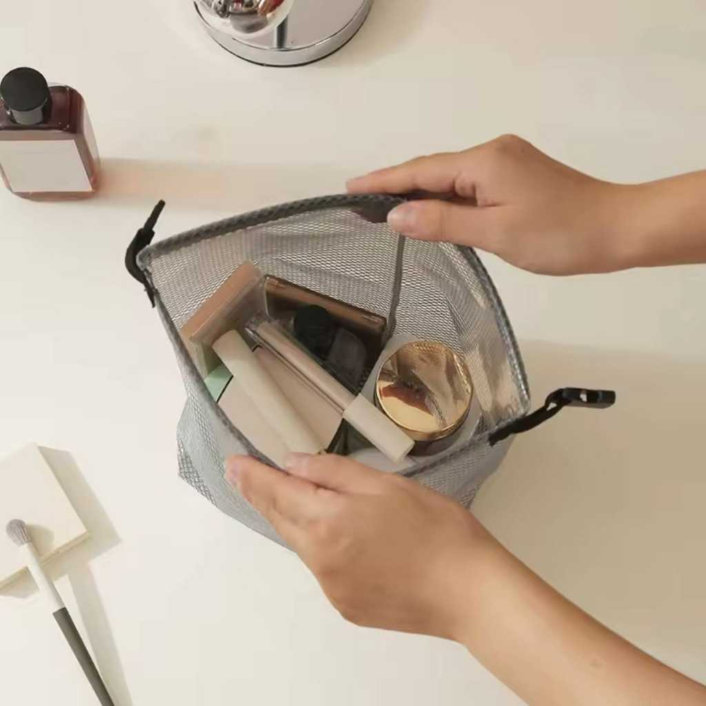 Waterproof Mesh Cosmetic Toiletry Bag For Travel & Daily Use – Lightweight & Foldable