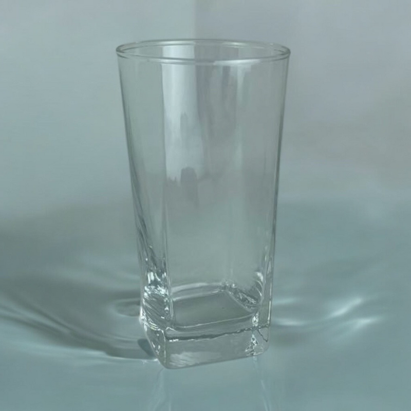 Pasabahce Carre single glass tumbler, 305ml with modern square design, perfect for juice, water, and stylish serving
