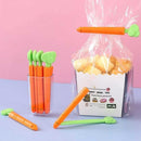 Set of 5 carrot-shaped sealing clips for food bags
